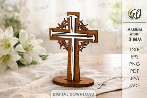 3D Christian Standing Сross Laser Cut in Home Decor Branding