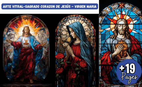 ARTE VITRAL-JESÚS-VIRGEN MARIA Illustrations for Small Business Branding
