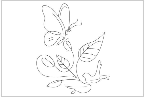Butterfly Leaves Birds Line Art: Graphics & Illustrations Review