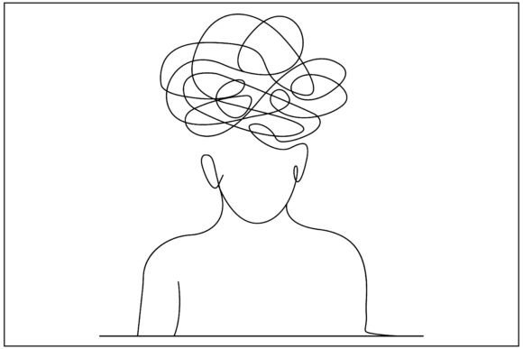 Chaotic Mind Line Art Figure: Graphics & Illustrations