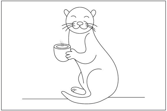 Coffee Otter Line Art: Clean Graphics & Illustrations for Content Publishers