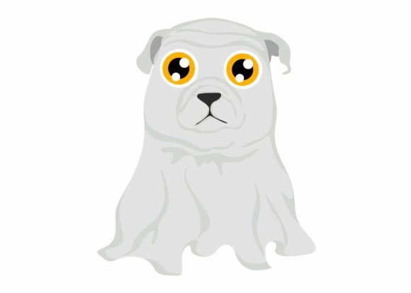 Cute Ghost Bulldog SVG, Halloween Graphics for Crafts