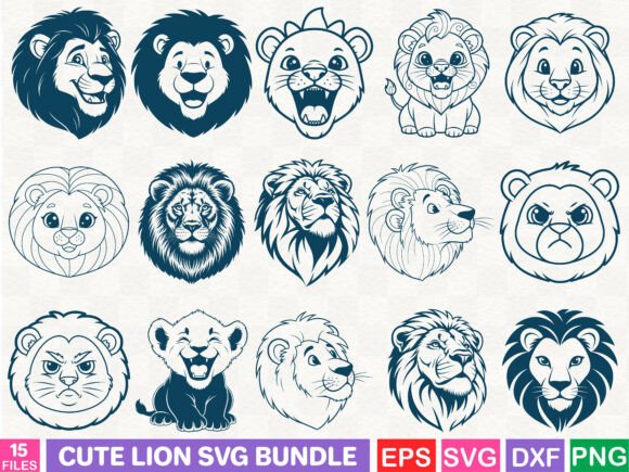 Cute Lion SVG Bundle: Illustrations & Graphics Review