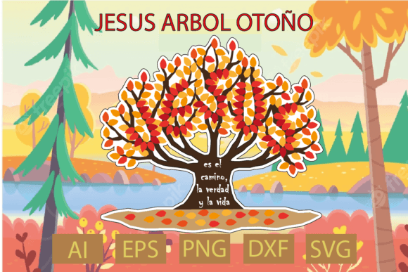 Jesús Árbol Otoño for T-Shirt Designs