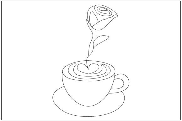 Latte Cup Rose Table Line Art: Graphics & Illustrations Review