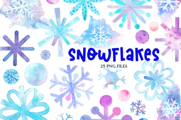 Сollection of Watercolor Snowflakes Illustrations Review