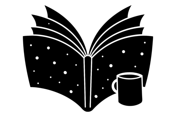Open Book with Scattered Dots Coffee Mug: Graphics & Illustrations