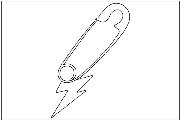 Safety Pin Lightning Line Art Rebel: Graphics & Illustrations