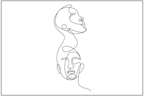 Two Faces Minimal Line Art: Craft Graphics & Illustrations