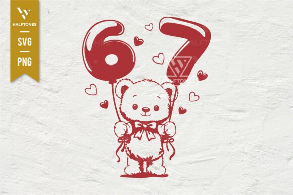 Vintage 67 Valentines Bear SVG PNG: Graphics & Illustrations