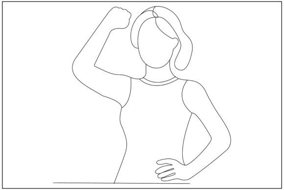 Woman Fist Raise Line Art — Graphics & Illustrations Review